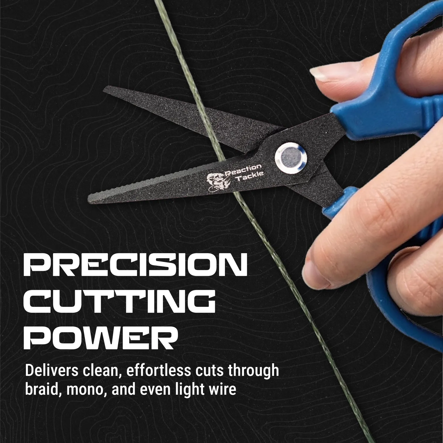 Reaction Tackle 4.5" Fishing Scissors with Retractable Lanyard & Carabiner - NEW